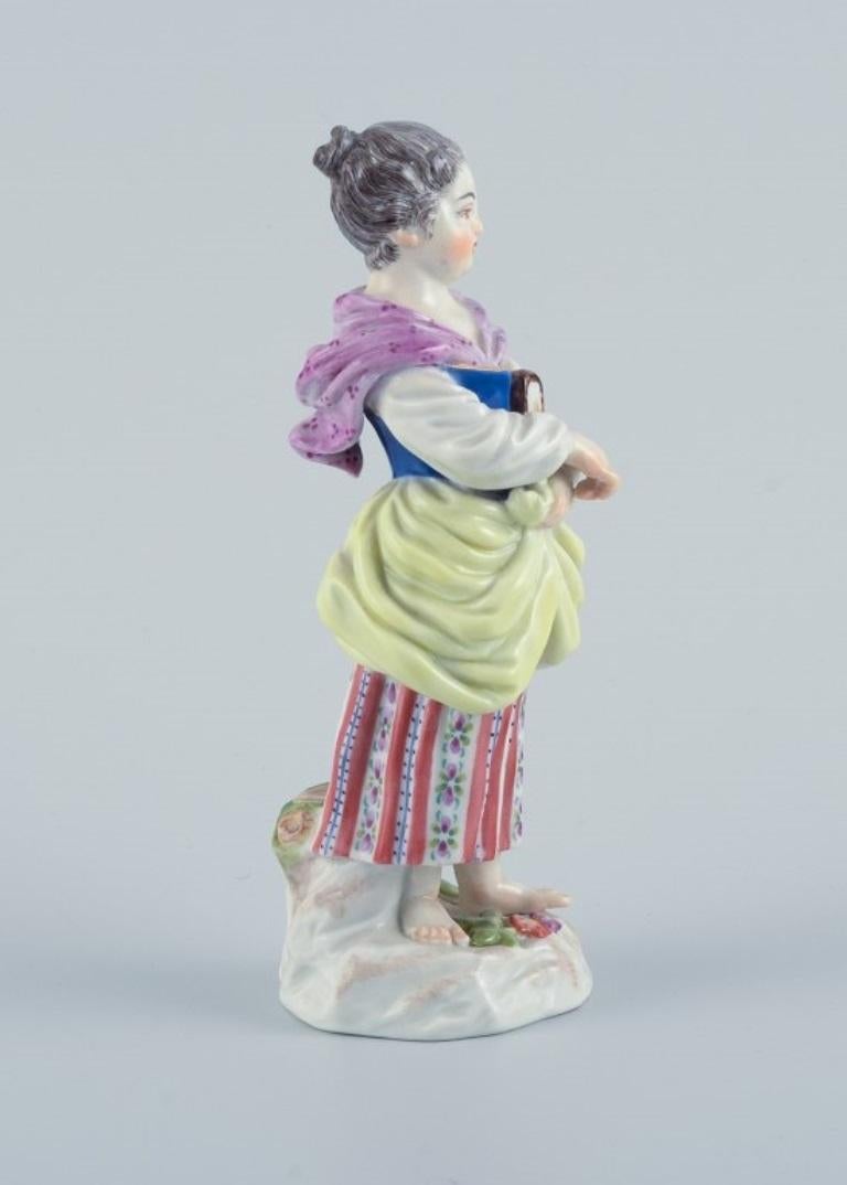 Hand-Painted Meissen, Germany, Porcelain Figure, Young Woman with a Book, Early 20th C For Sale