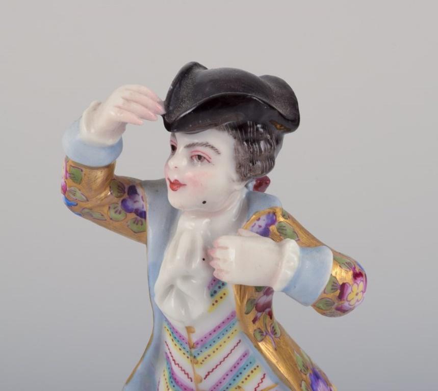 Meissen, Germany. Porcelain figurine of young man in elegant attire. For Sale 1