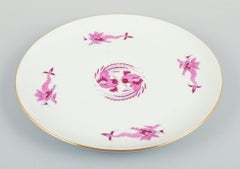 Meissen, Germany, Rich Court Dragon, Round Dish in Purple with Gold Decoration