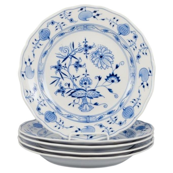Meissen, Germany. Set of five Blue Onion pattern dinner plates. 