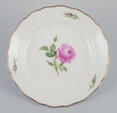 Meissen, Germany. Set of five "Pink Rose" deep dinner plates. Approx. 1930s