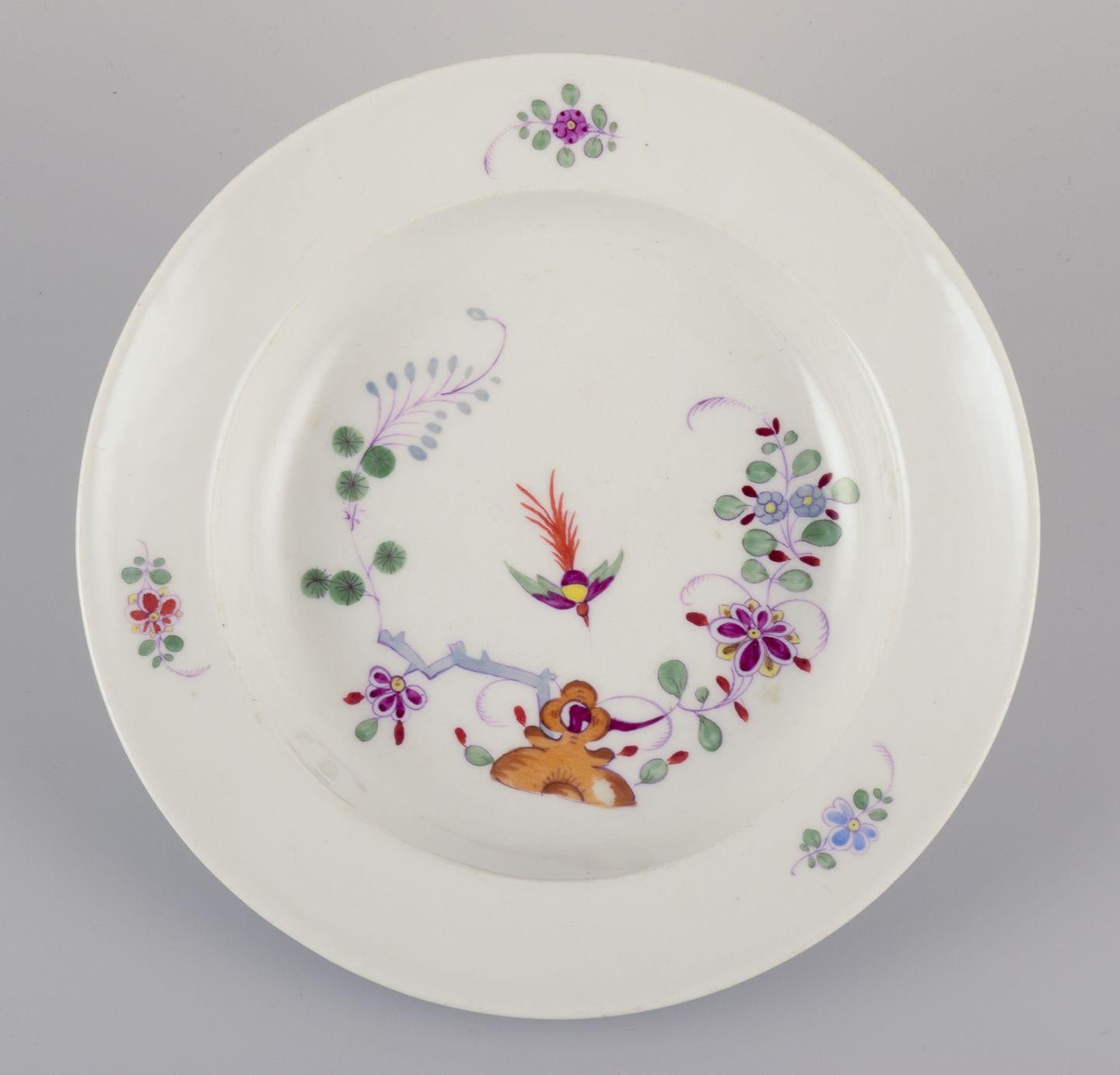 19th Century Meissen, Germany. Set of four antique porcelain soup plates. 19th C. For Sale