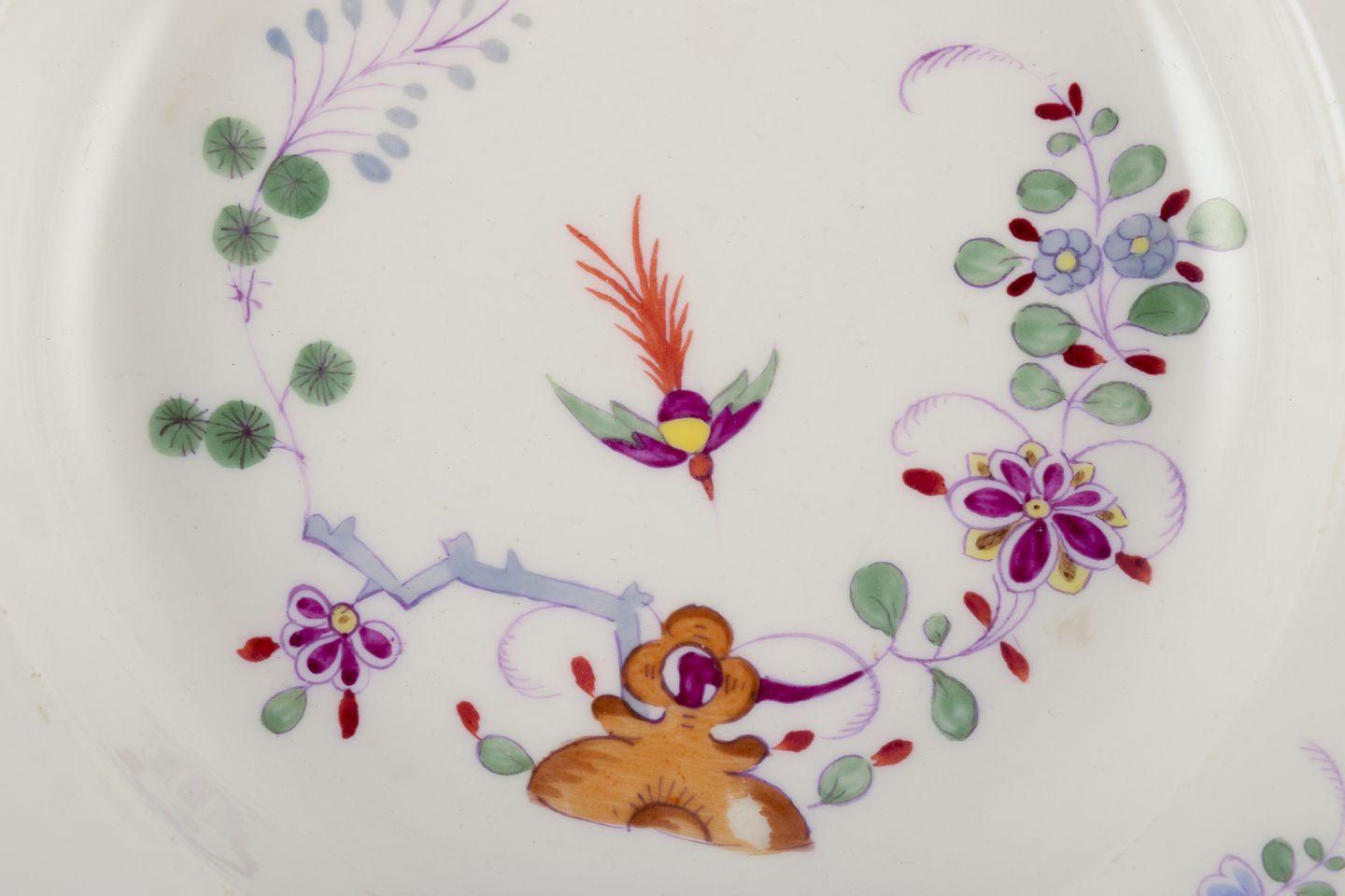 Porcelain Meissen, Germany. Set of four antique porcelain soup plates. 19th C. For Sale