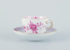 Meissen, Germany. Set of four "Pink Indian" demitasse cups with saucers.