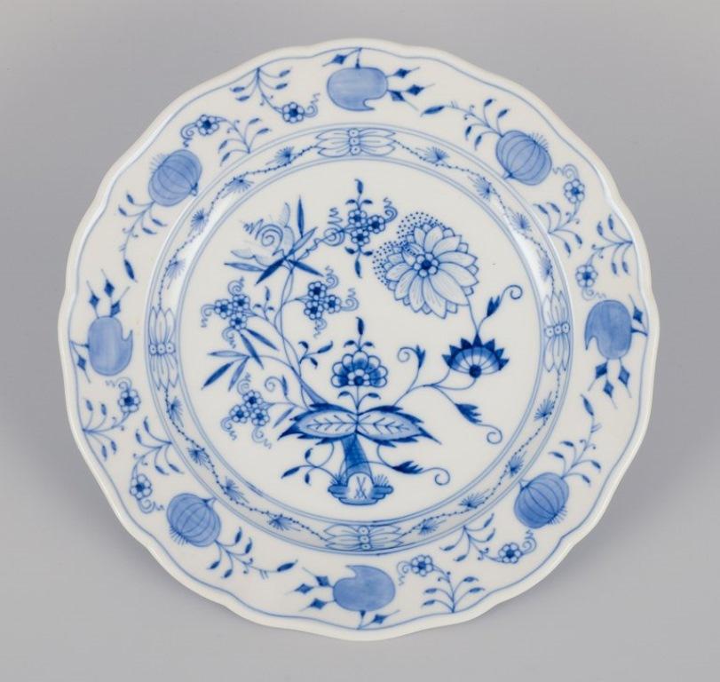 Meissen, Germany. Set of seven Blue Onion pattern dinner plates.  1