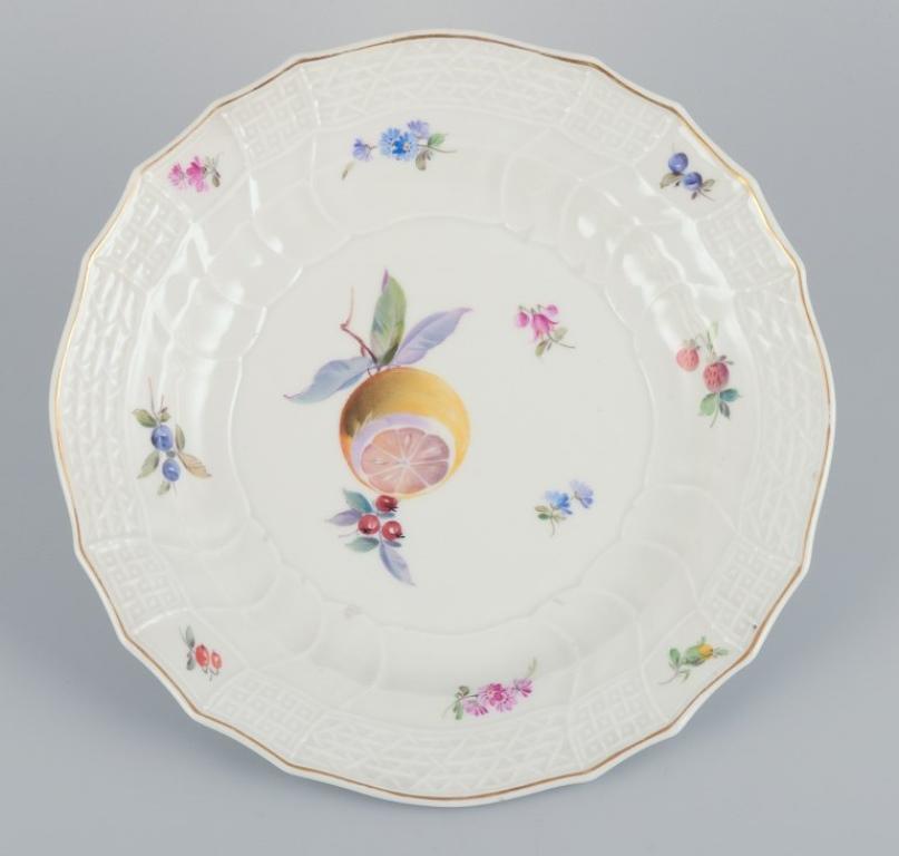 Porcelain Meissen, Germany. Set of six antique deep porcelain dinner plates.