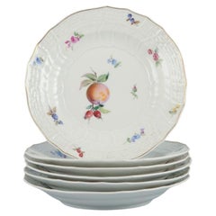 Meissen, Germany. Set of six Used deep porcelain dinner plates.