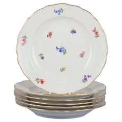 Meissen, Germany. Set of six dinner plates in porcelain. Early 20th C.