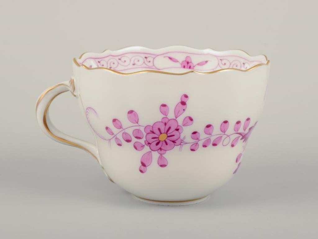 Meissen, Alemania. Juego de seis pares de tazas de café de porcelana 
