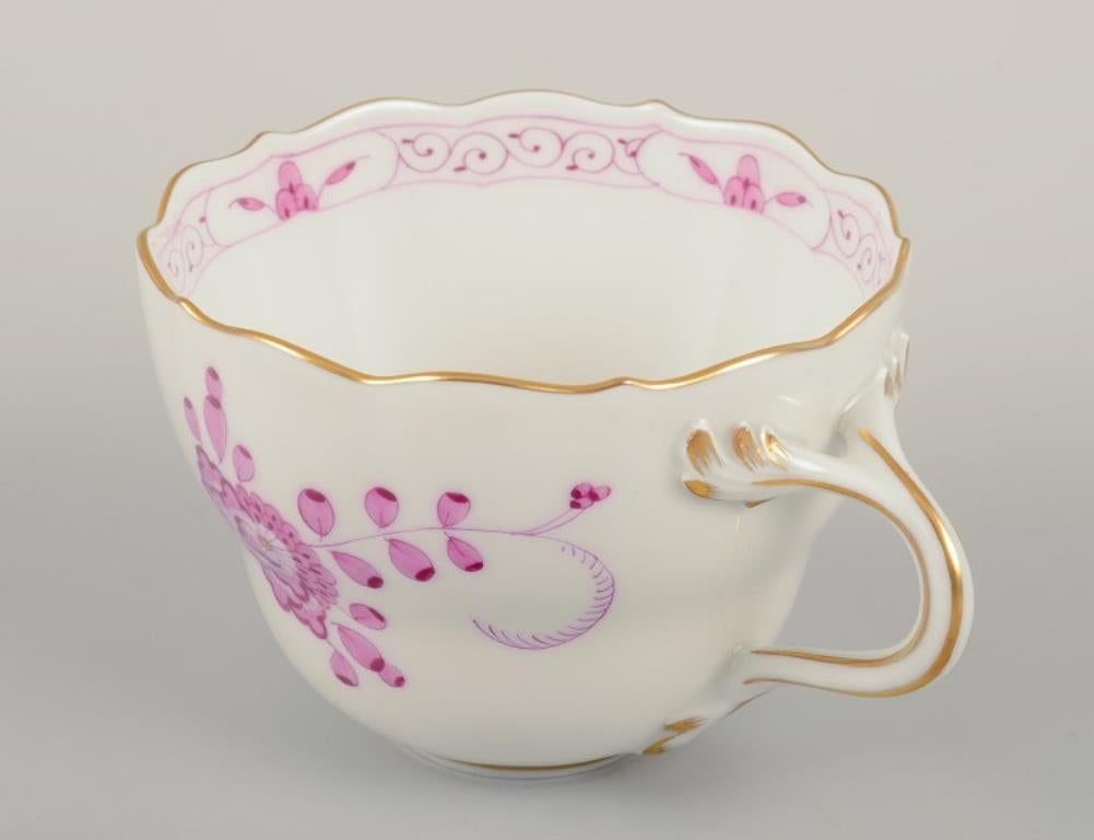 Meissen, Alemania. Juego de seis pares de tazas de café de porcelana 