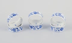 Meissen, Germany. Set of six porcelain napkin rings. Blue Onion pattern.