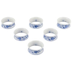 Meissen, Germany. Set of six porcelain napkin rings. Blue Onion pattern.