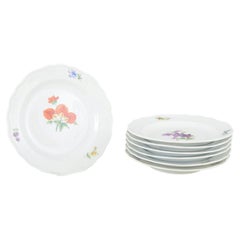 Meissen, Germany. Seven porcelain plates with floral decoration. Ca. 1930s