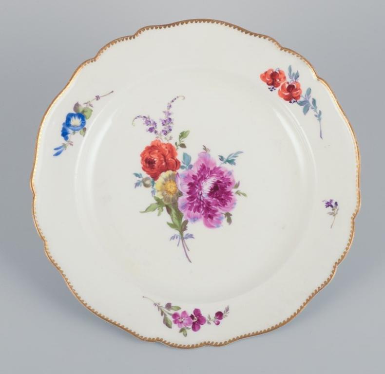 Porcelain Meissen, Germany. Six antique porcelain dinner plates. Ca 1800 For Sale
