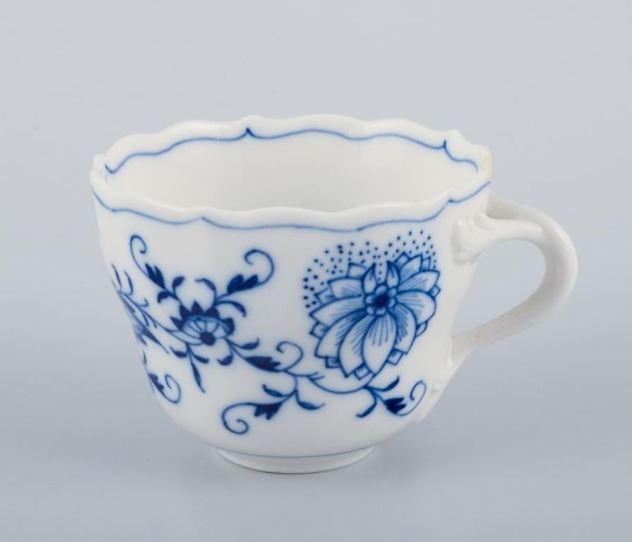 20th Century Meissen, Germany,  six Blue Onion coffee cups (demitasse) with saucers. For Sale