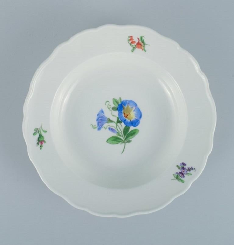 20th Century Meissen, Germany, Six Deep Plates of Porcelain Decorated with Flowers For Sale