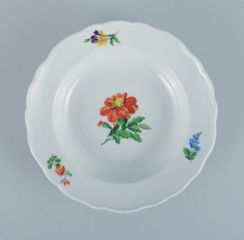 Meissen, Germany, Six Deep Plates of Porcelain Decorated with Flowers For Sale 2