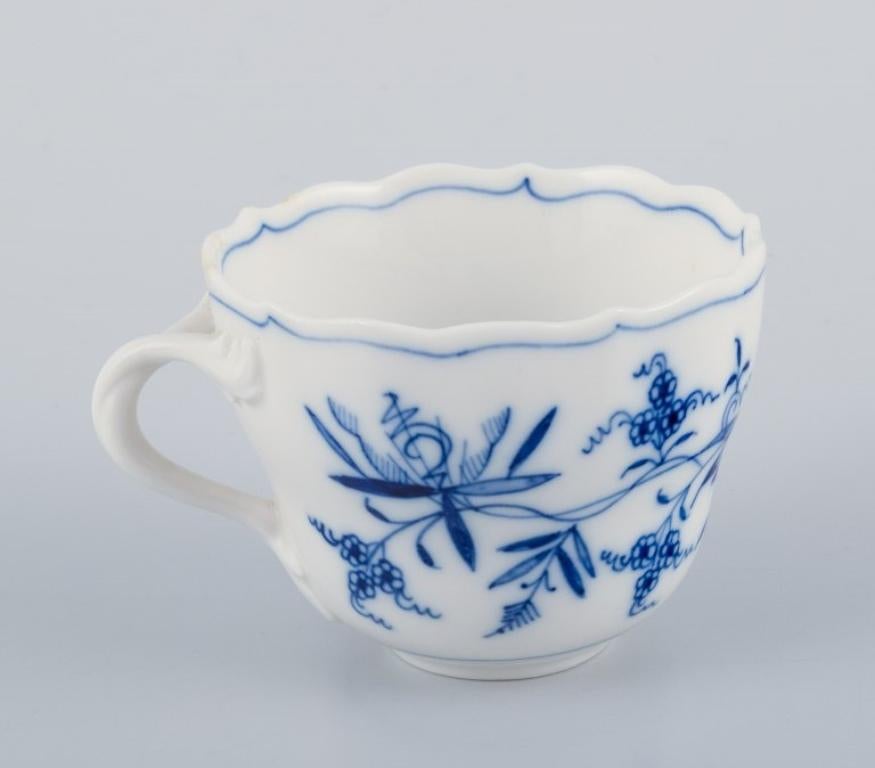 20th Century Meissen, Germany, six pairs of Blue Onion pattern coffee cups with saucers For Sale