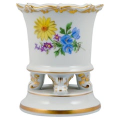 Meissen, Germany, Small Vase on Four Feet Hand Painted with Floral Motif