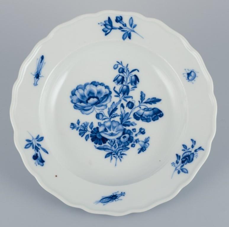 Porcelain Meissen, Germany, three large deep plates, painted with flowers and insects For Sale