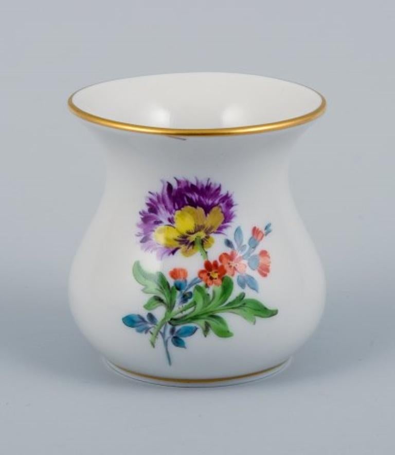 20th Century Meissen, Germany, Three Parts, Small Lidded Jar, Pipe Holder and Miniature Vase For Sale