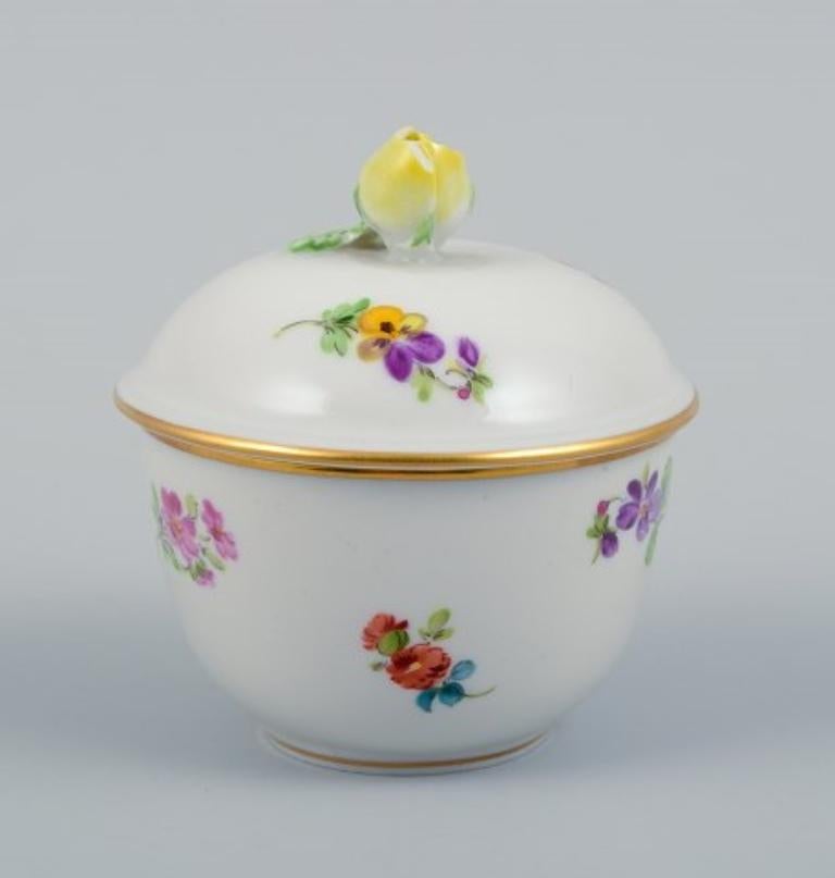 Porcelain Meissen, Germany, Three Parts, Small Lidded Jar, Pipe Holder and Miniature Vase For Sale