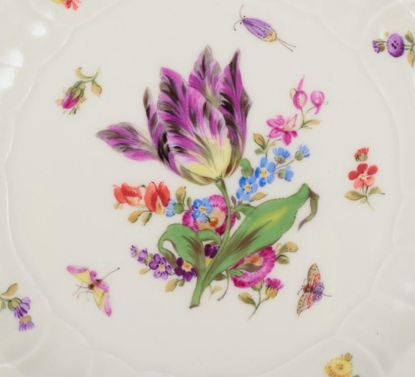 Meissen, Germany. Three plates in porcelain with flowers and butterflies For Sale 1