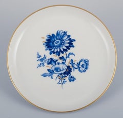 Meissen, Germany. Two plates. Hand-decorated with blue floral motifs.