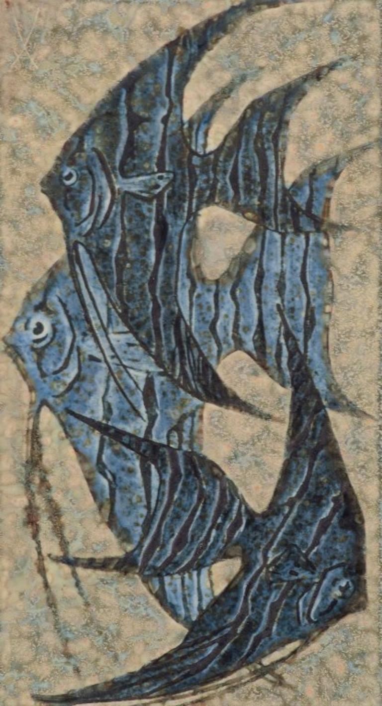 Meissen, Germany. Wall plaque/relief in ceramics. Featuring a fish motif.
With a hanging mechanism on the back.
Mid-20th century.
In perfect condition.
First factory quality.
Marked.
Dimensions: H 28.0 cm x W 16.0 cm x D 1.0 cm.