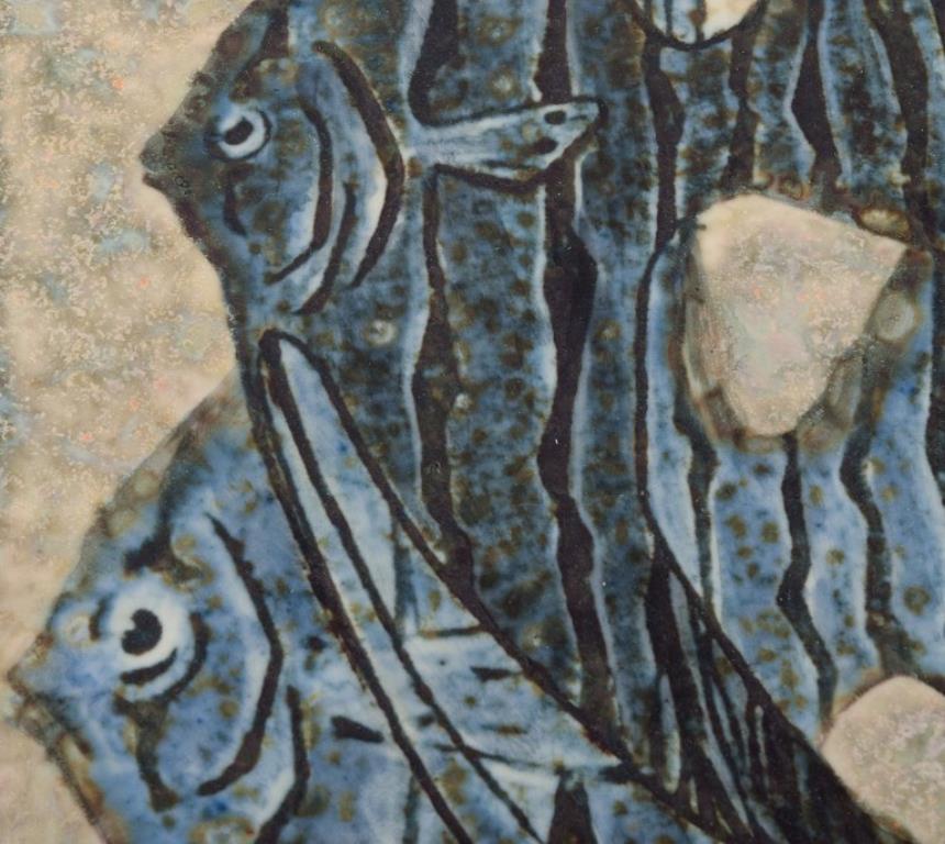 20th Century Meissen, Germany. Wall plaque in ceramics. Featuring a fish motif. For Sale