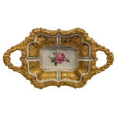 Antique Meissen Gilt and Painted Porcelain Tray