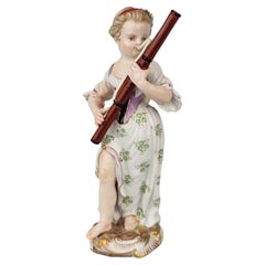 Antique Meissen Girl Playing Bassoon (Girl Orchestra Series)