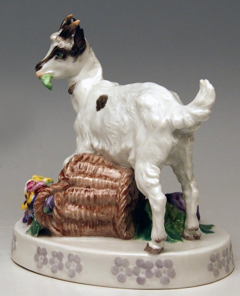 Meissen lovely figurine: Goat with Basket having fallen over

Measures / dimensions:
Height 5.39 inches (= 13.7 cm)
Width 5.39 inches (= 13.7 cm)
Depth 3.93 inches (= 10.0 cm) 

Manufactory: Meissen
Hallmarked: Blue Meissen Sword Mark