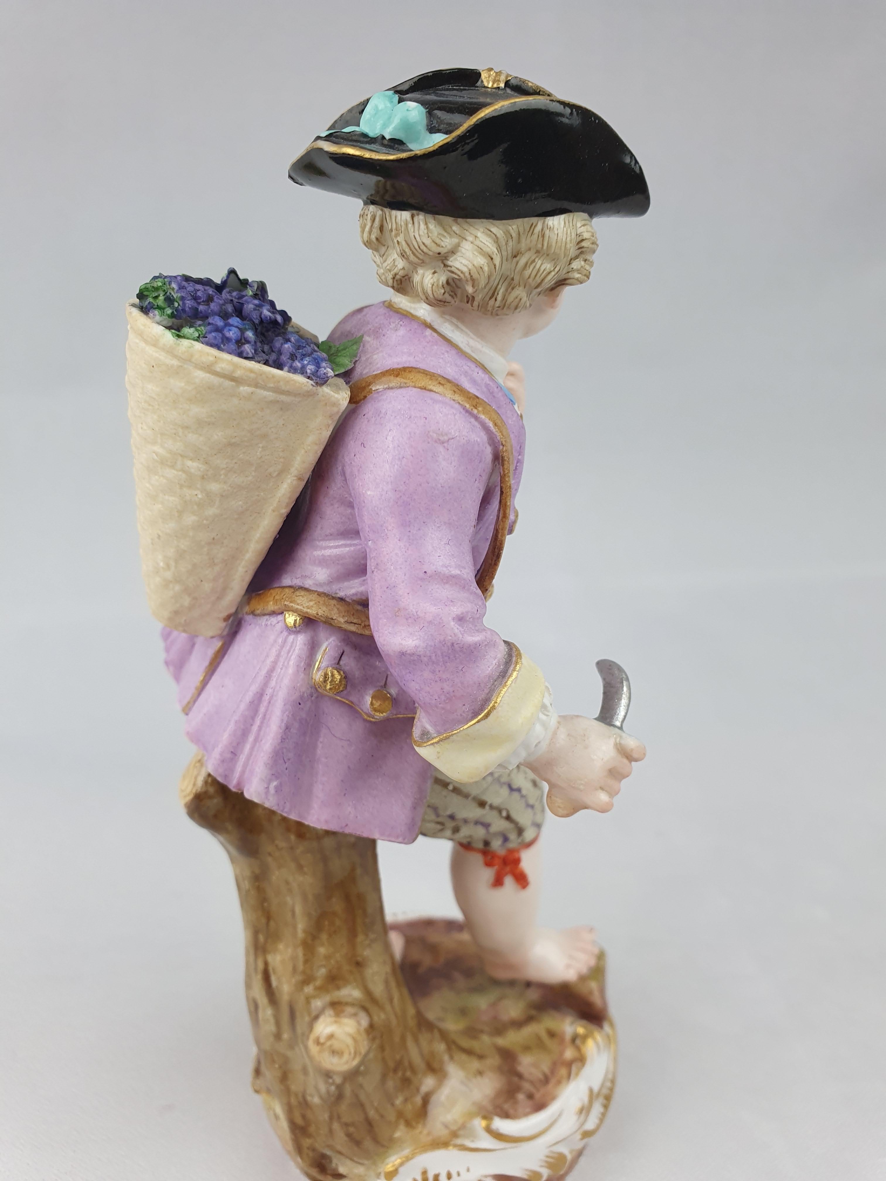 Porcelain Meissen Grape Picker Boy 'Gardeners Series No. 8' For Sale