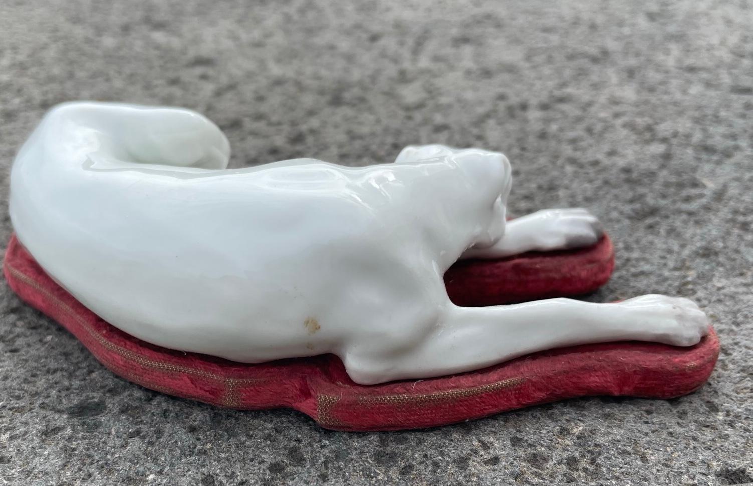 Glazed Meissen Great Dane White Porcelain Dog For Sale