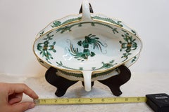 Meissen Green Court Dragon Gravy Painted With Dragon and Phoenix Bird Decoration