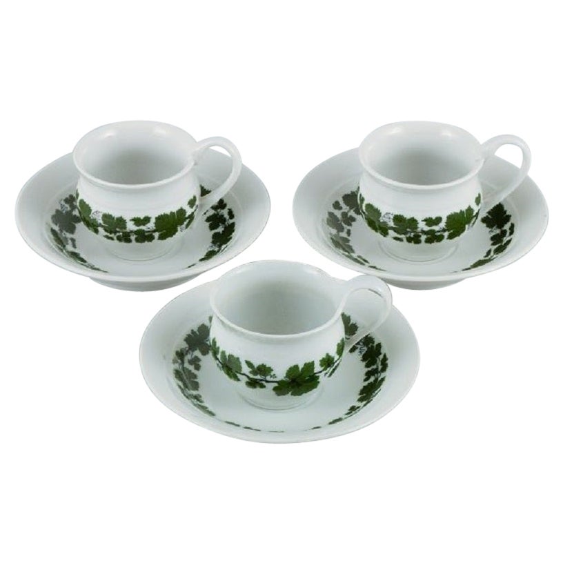 Meissen, Greene & Greene Vine, 3 tazze da caffè con piattini di accompagnamento, inizio XX sec.