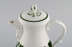 Meissen Green Ivy Vine, Coffee Pot, Sugar Bowl and Creamer in Porcelain
