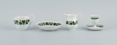 Meissen. Green Ivy Vine, Four Parts, Egg Cup, Cup, Saucer and Cream Jug