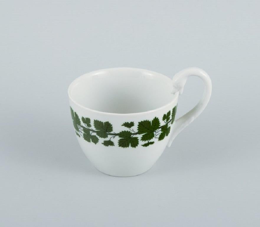German Meissen. Green Ivy Vine, Four Parts, Egg Cup, Cup, Saucer and Cream Jug For Sale
