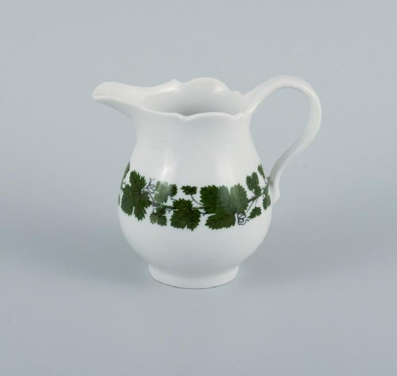 Meissen. Green Ivy Vine, Four Parts, Egg Cup, Cup, Saucer and Cream Jug In Excellent Condition For Sale In Copenhagen, DK