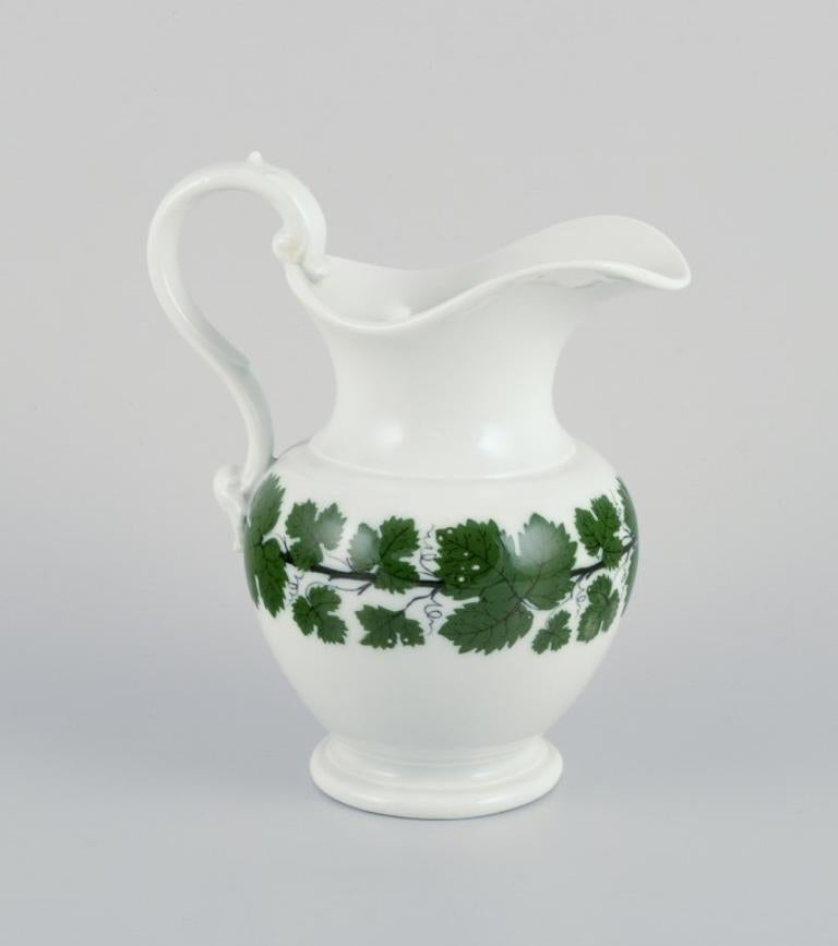 German Meissen Green Ivy Vine. Large sugar bowl and large creamer in porcelain. For Sale