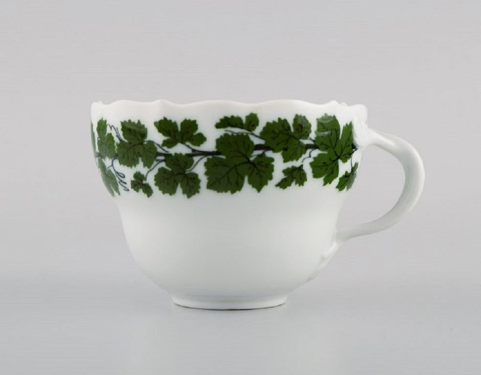 Servicio de café con hojas de parra de hiedra verde de Meissen para tres personas, años 40 en Excelente Estado en Copenhagen, DK