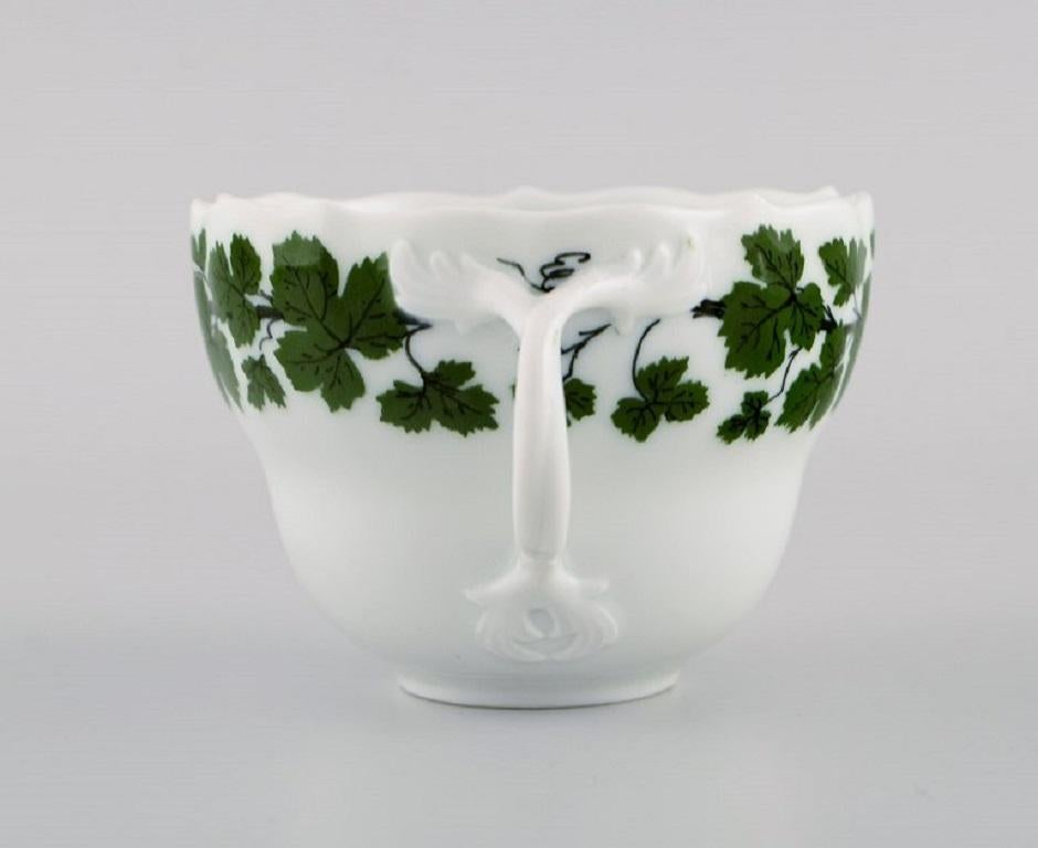 Mid-20th Century Meissen Green Ivy Vine Leaf Coffee Service for Three People, 1940's For Sale