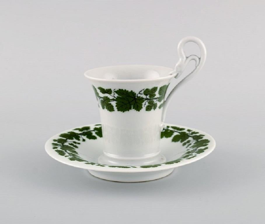 German Meissen Green Ivy Vine Leaf Egoist Coffee Service in Hand-Painted Porcelain For Sale