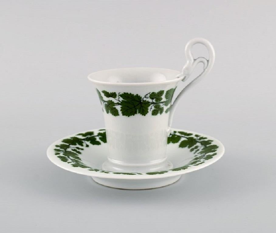 Servicio de Café Egoísta de Hiedra Verde de Meissen en Porcelana Pintada a Mano Alemán en venta