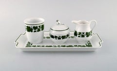 Meissen "Green Ivy Vine Leaf" Porcelain Coffee Service, Complete for Six People