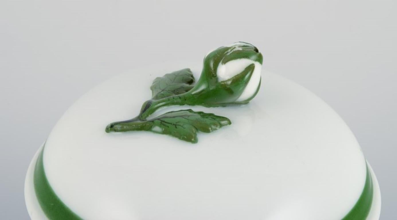 Mid-20th Century Meissen Green Ivy Vine, sugar bowl and creamer in porcelain. For Sale