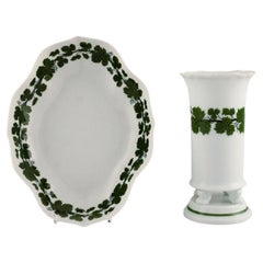 Jarrón y cuenco de Meissen en porcelana pintada a mano, años 40