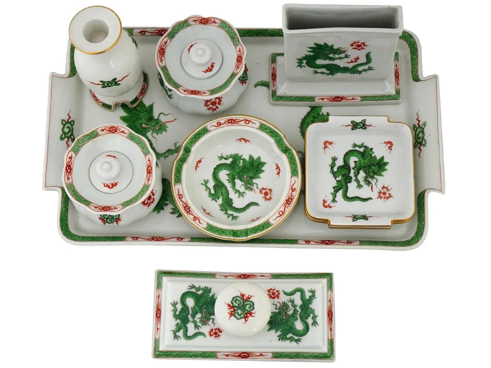Meissen Green Ming Dragon Porcelain Writing Set In Good Condition For Sale In New York, NY